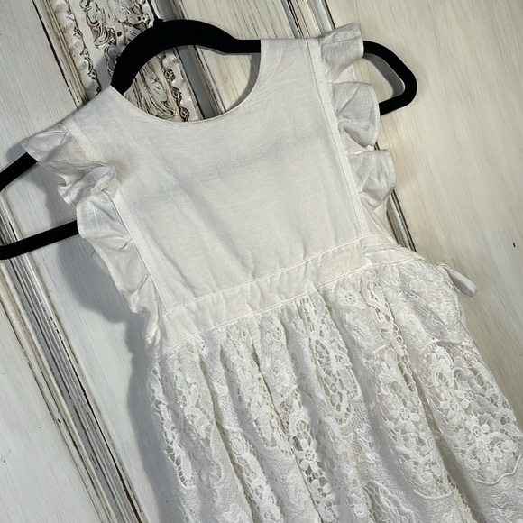 Girls Bow Dreams Wedding CottageCore Special Event Lace Pinafore Maxi Dress S/5 - Picture 2 of 9